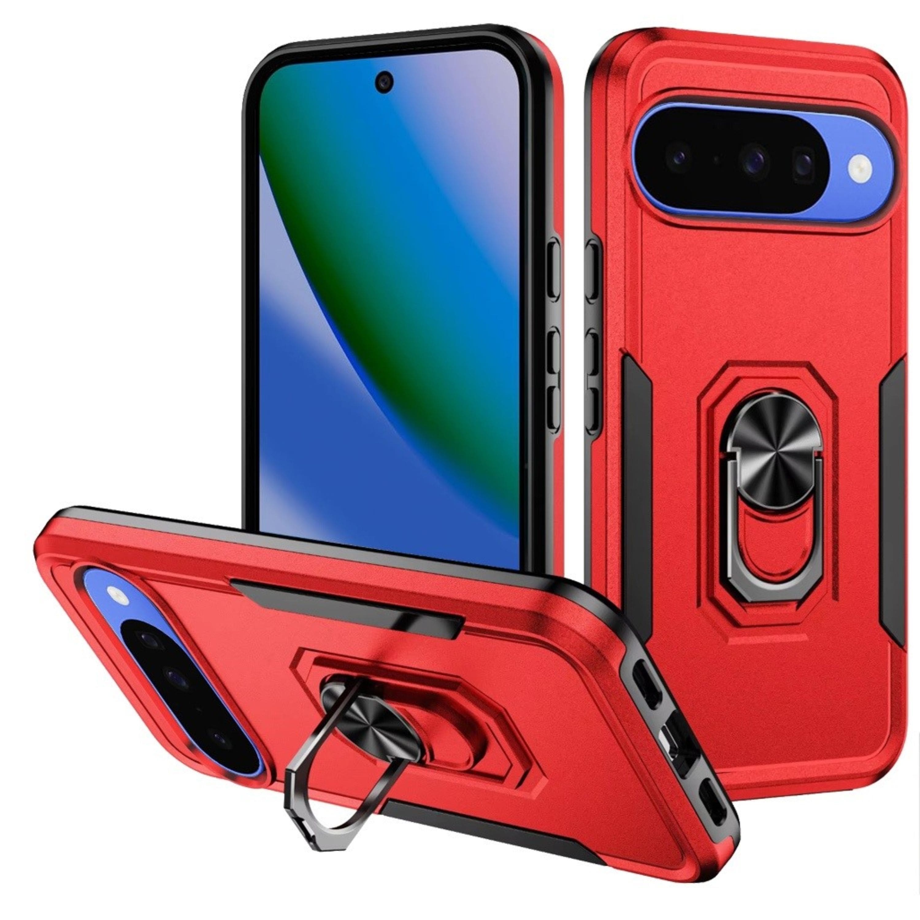 Kitcheniva - Case Fused Rugged With Metal Ring Stand Plus Tempered Glass For Google Pixel 11/11 Pro - Red price history on PriceWatchPro