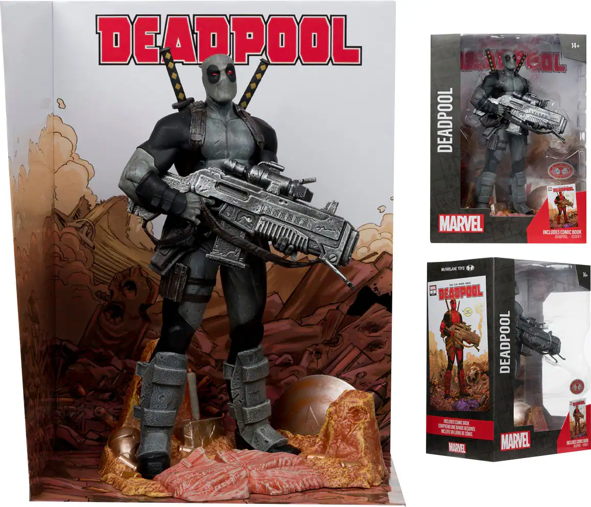 McFarlane Toys - Marvel Deadpool 1:6th Scale Collectible with Scene & Comic (Deadpool #1) 10.7" Figure - Chase in EVERY Shipment