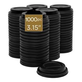 Eco Harmony Products - Flat Lid for 8oz Paper Cup, 80mm, (PP), 1000-Pack - Black