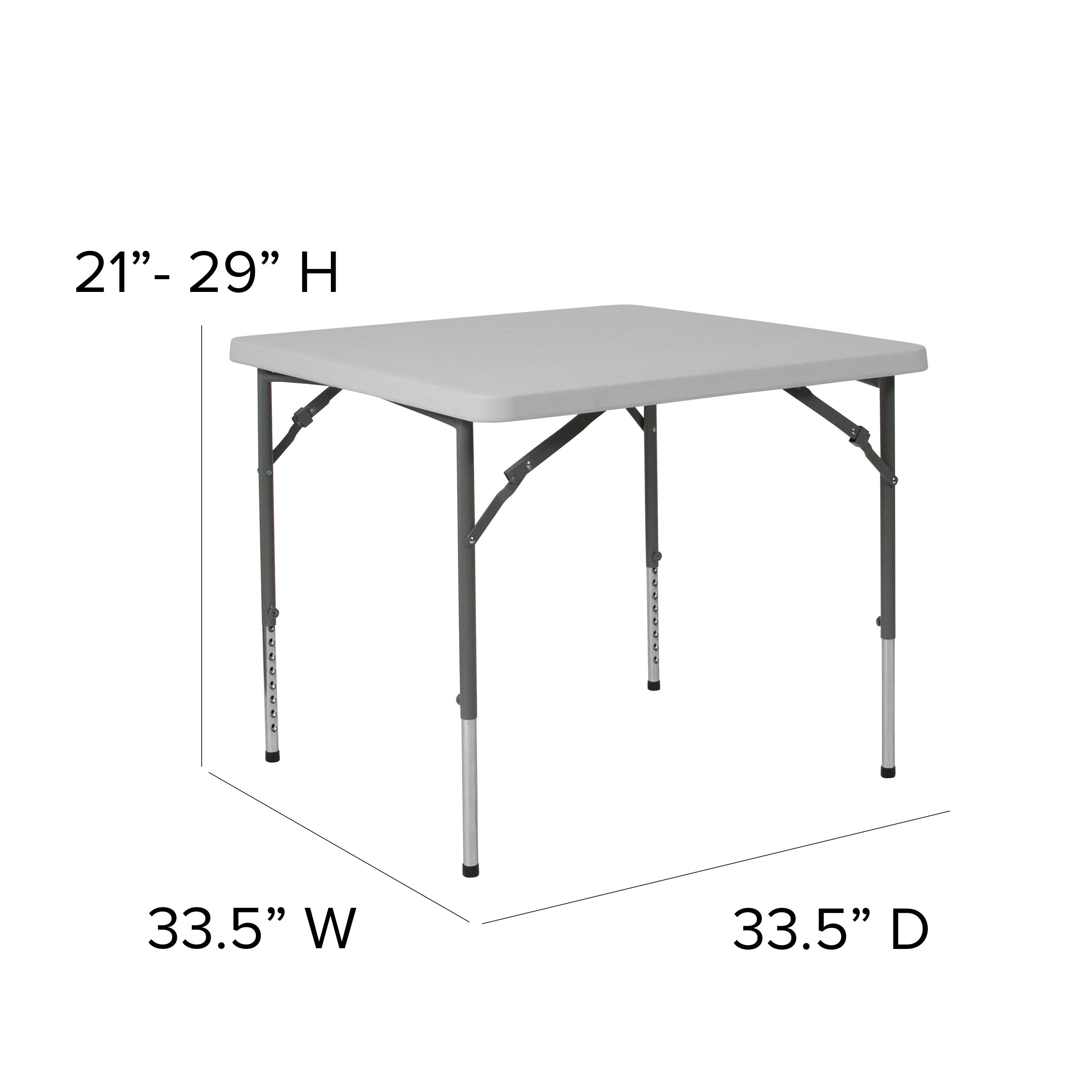 Alt View 16. Alamont Home - 2.79-Foot Square Height Adjustable Plastic Folding Table - Granite White.