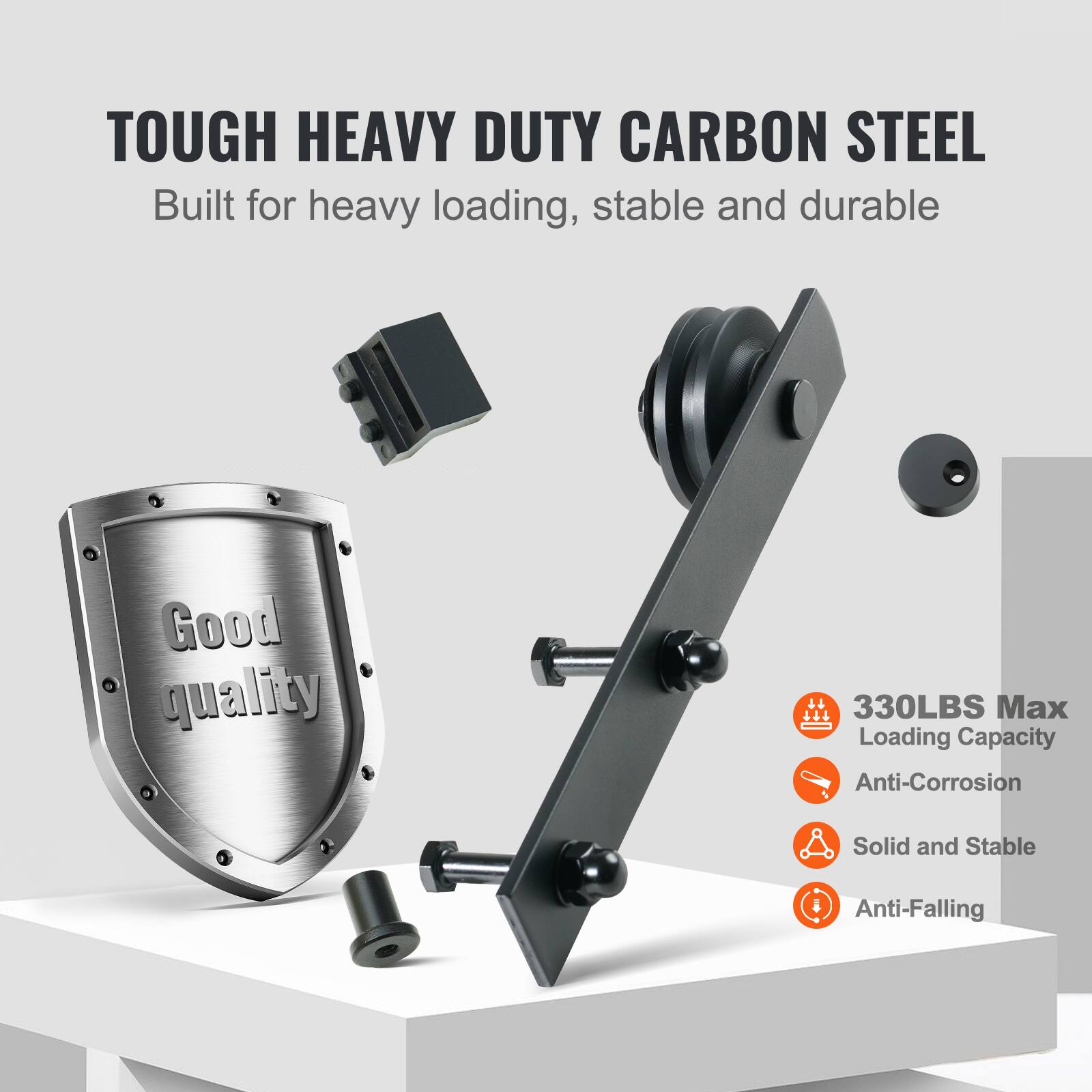 TOUGH HEAVY DUTY CARBON STEEL  
Built for heavy loading, stable and durable  

Good quality  

330LBS Max Loading Capacity  
Anti-Corrosion  
Solid and Stable  
Anti-Falling
