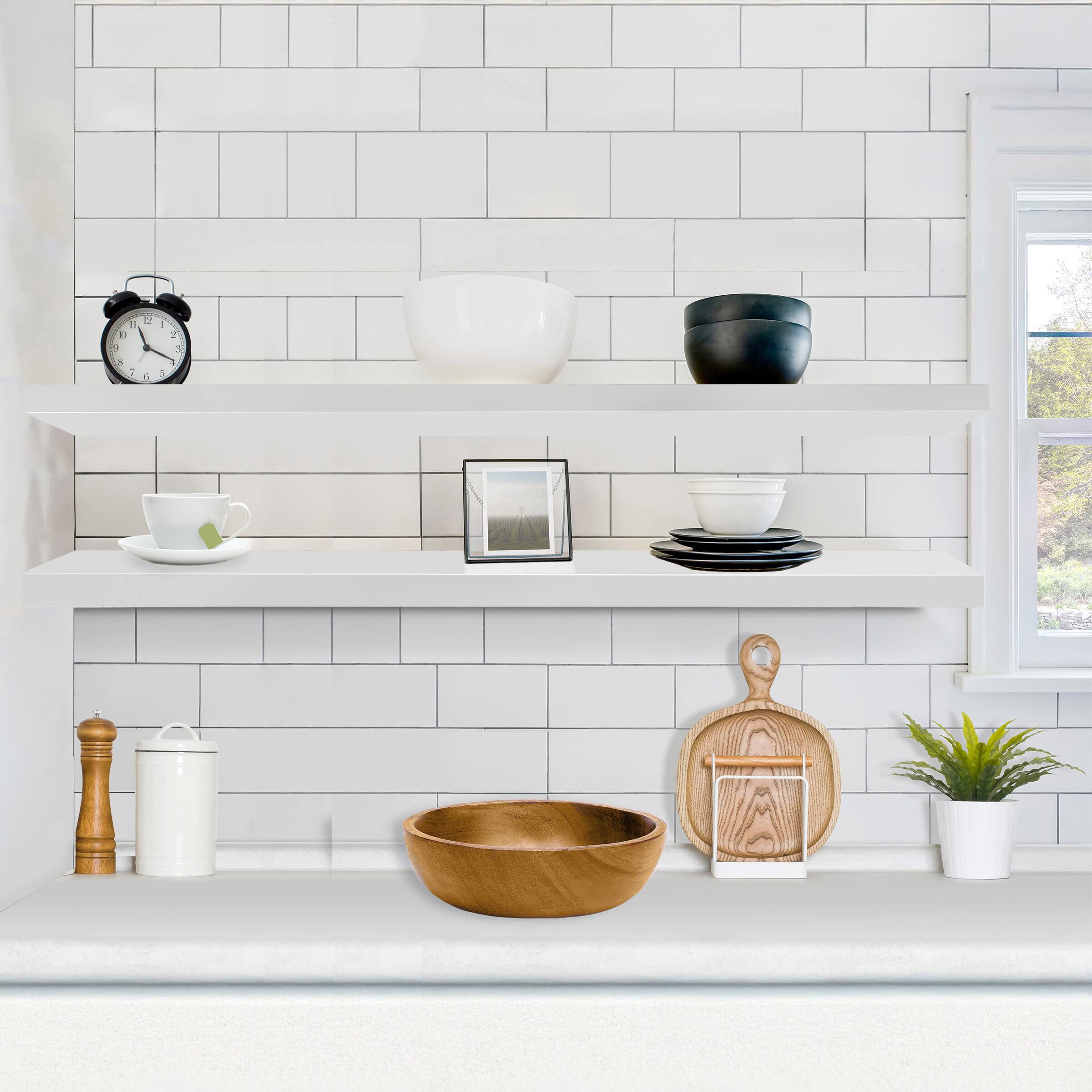 Alt View 2. Sorbus - Sorbus Floating Shelves for Wall - 55 Inch Extra-Long Bathroom Shelves, Floating Shelf with Hidden Brackets (2 Pack) - White.