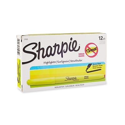 Sharpie - Stick Highlighters, Chisel Tip, Dozen - Yellow