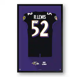 Sporticulture - Ray Lewis Baltimore Ravens Framed 27" x 39" Retired Jersey Art Print - Multicolor