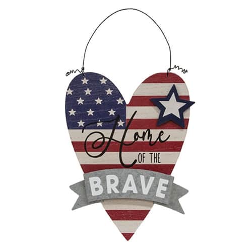 BreeBe - Home of the Brave Heart Wooden Hanger - Multicolor