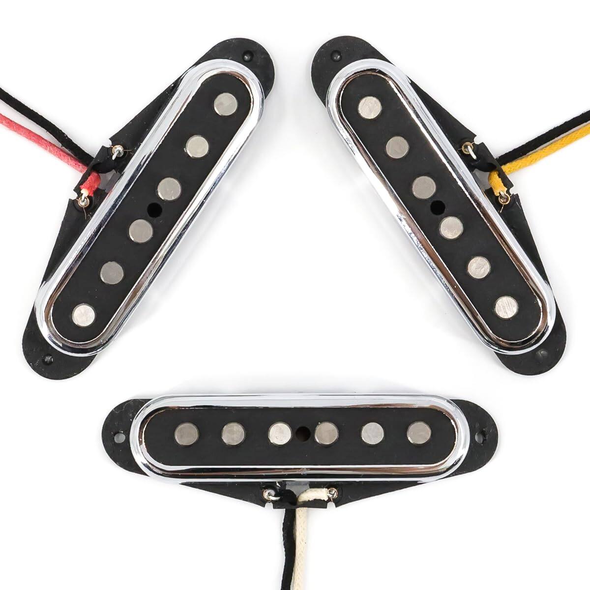 Alt View 3. Dazzling Pops - Alnico 5 St Pickup Single Coil Pickups Open Style Neck/middle/bridge Set For Stratocaster Electric Guitar - Chrome Cover.