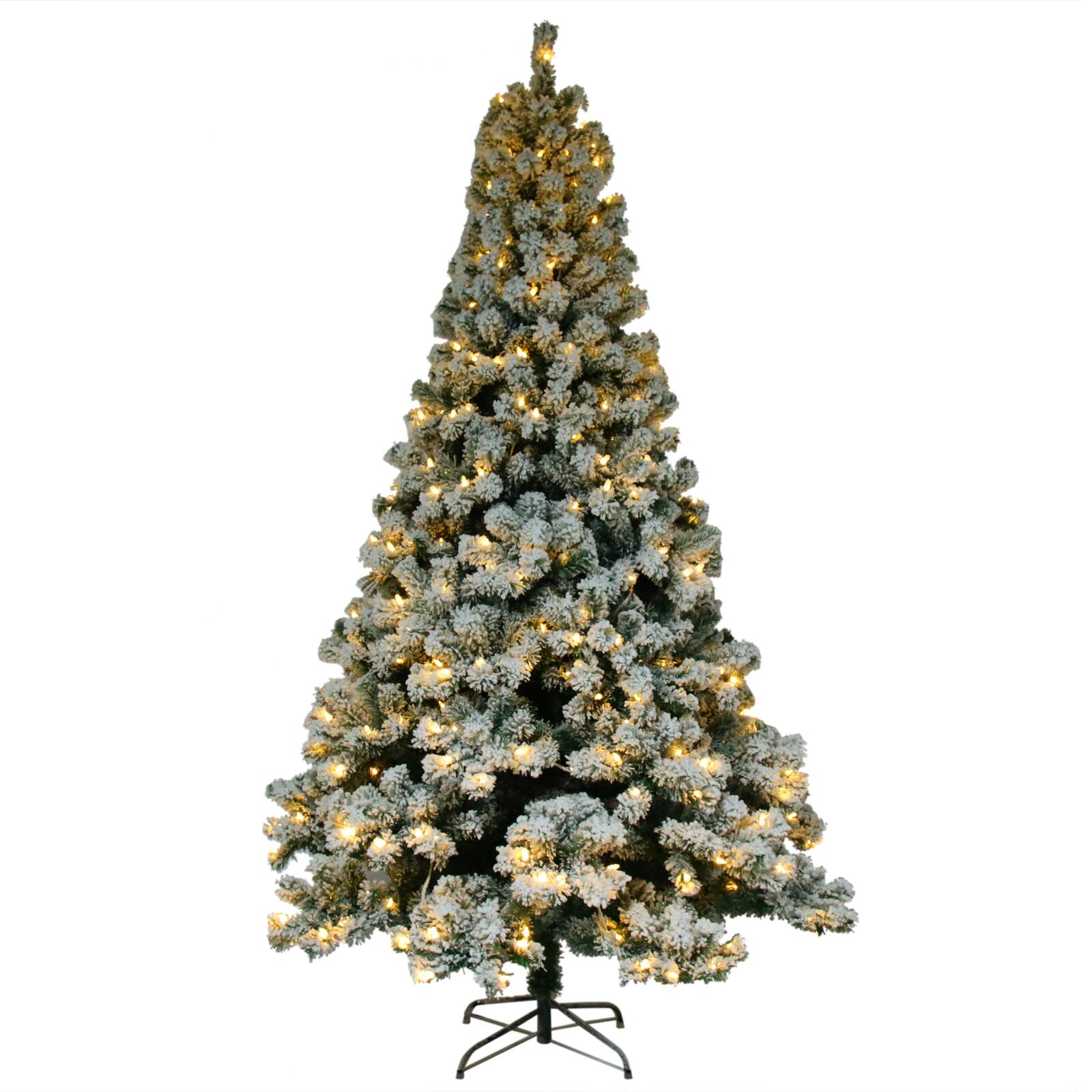 Winado - 6 FT Pre-lit Snow Flocked Artificial Christmas Tree Xmas with 550 LED Lights for Holiday Decoration - Snowy Green