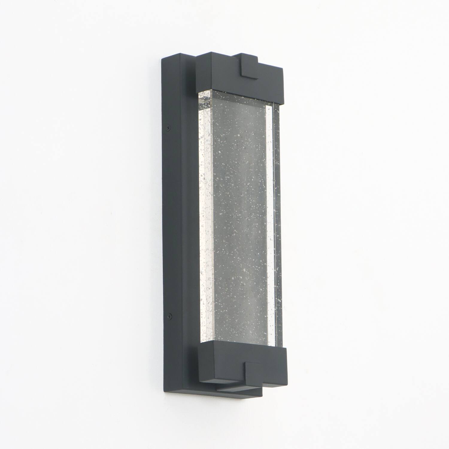 Alt View 4. Umeiluce - 14 inches Crystal LED Outdoor Wall Sconce 3000K Dimmable Dark to Dawn - Matte Black.
