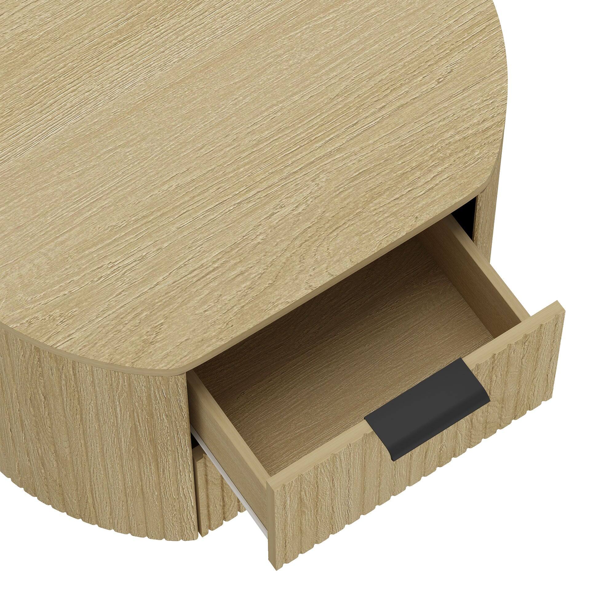 Alt View 1. Manhattan Comfort - Olivia Modern 27" Nightstand - Set of 2 - Natural Oak.