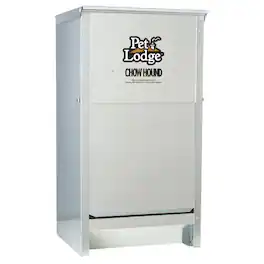 Pet Lodge - Dry Food Automatic Steel Dog Feeder Chow Hound 25 Pound Capacity - Silver