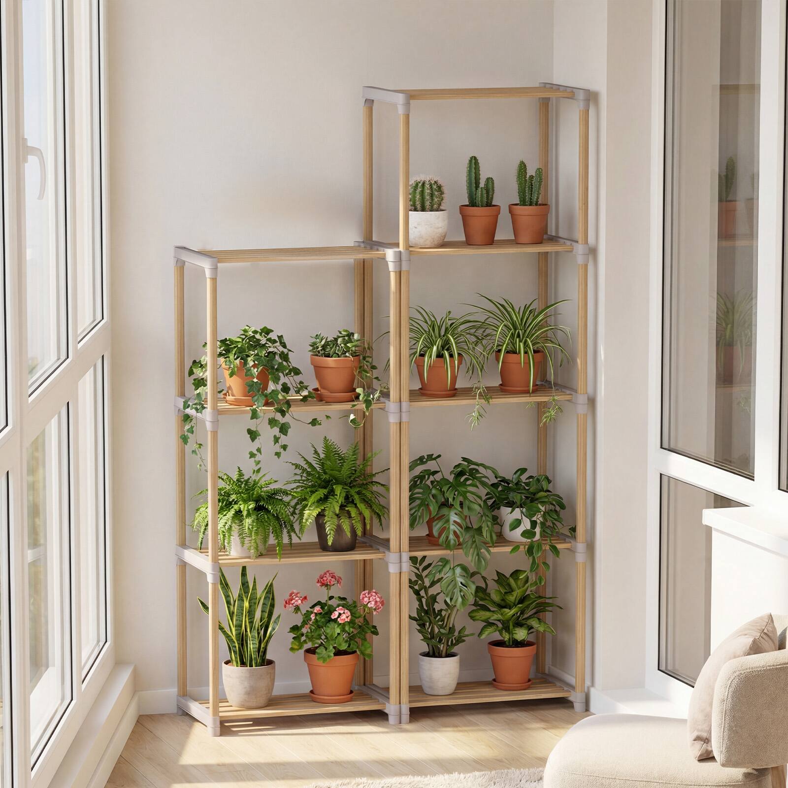 Alt View 3. Gymax - Gymax 2PCS 5-Tier Bookshelf w/Open Shelves Freestanding Storage Organizer for Home - Gray.