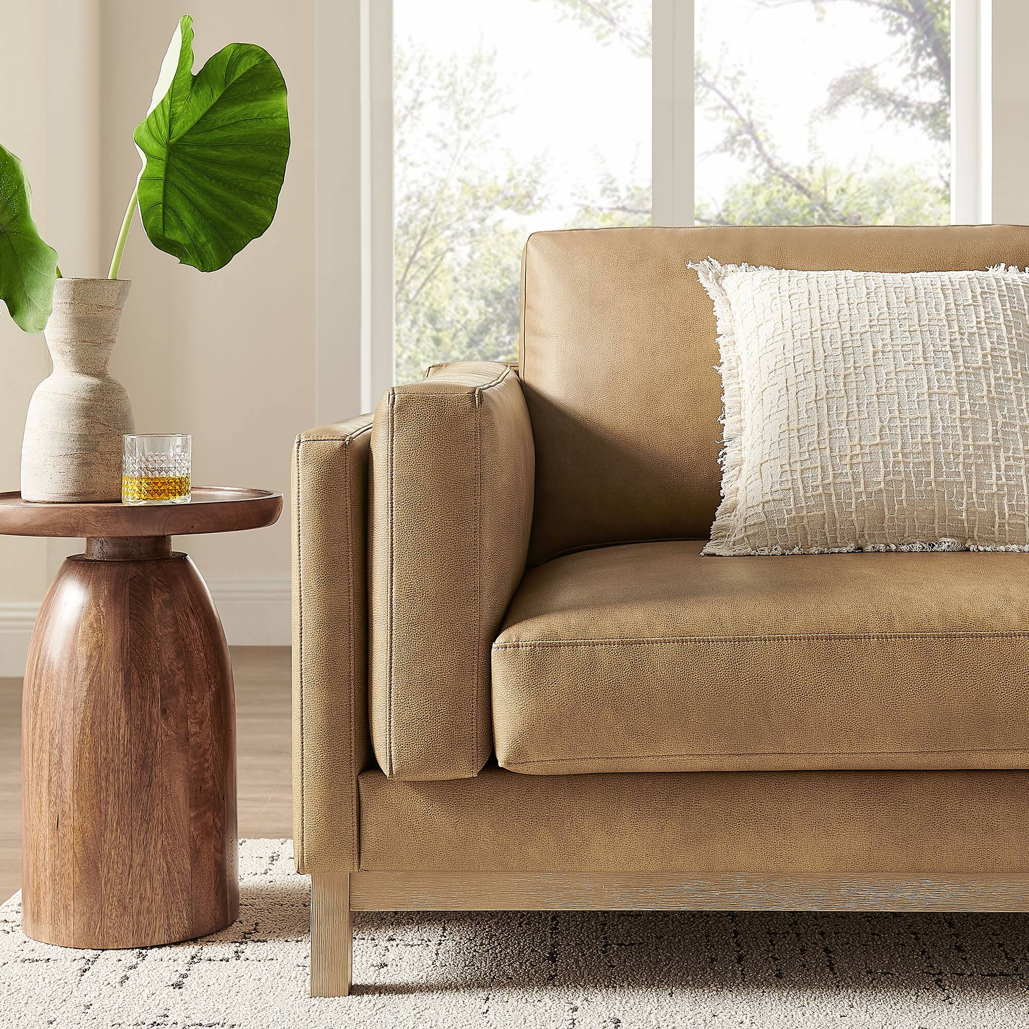 Alt View 9. Modway - Roscoe 81 inch Vegan Leather Sofa by Modway - Toast.