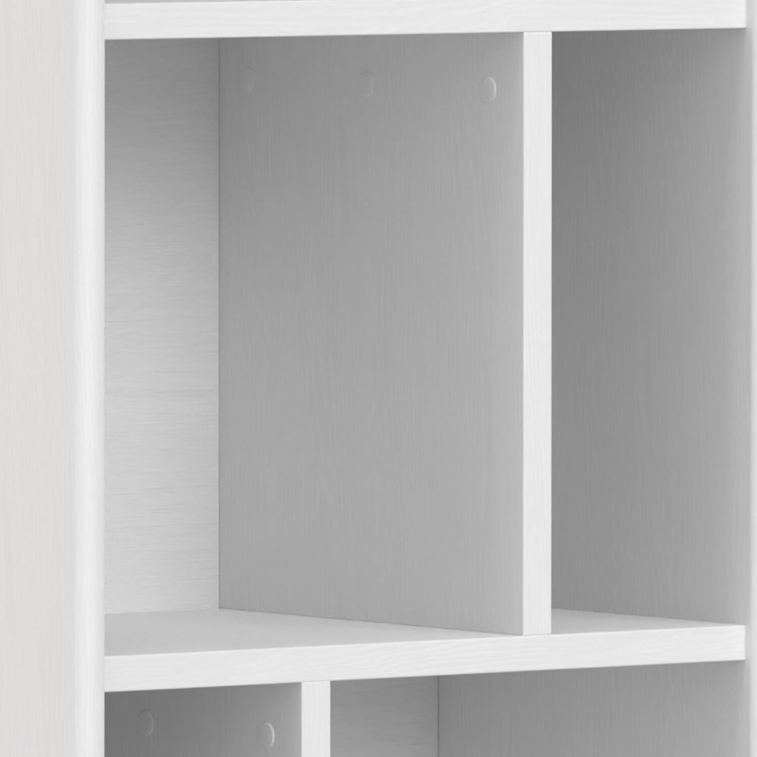 Alt View 8. Simpli Home - Draper SOLID HARDWOOD 64 inch x 22 inch Mid Century Modern Bookcase and Storage Unit in White - White.