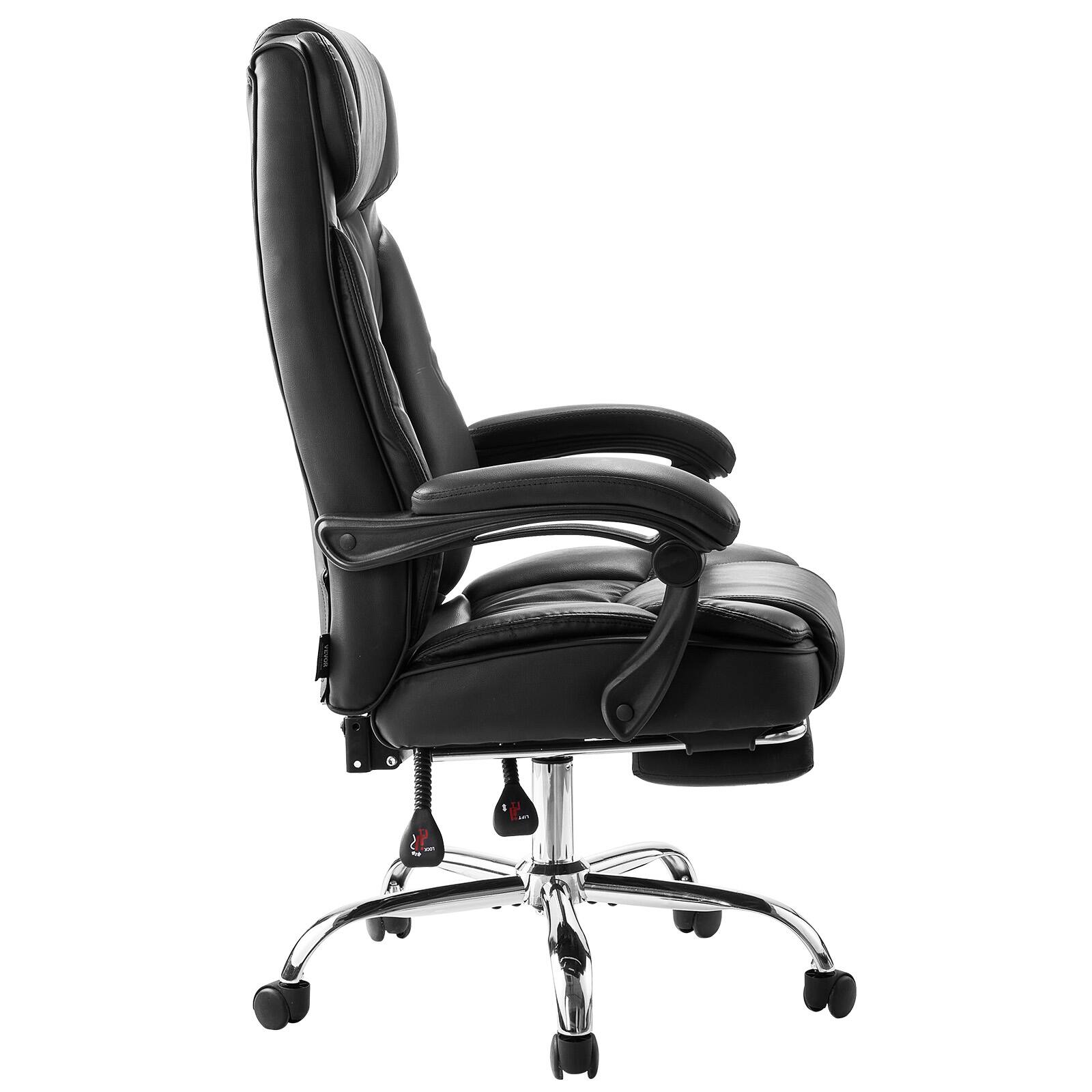 Alt View 5. VEVOR - Executive Office Chair with Footrest, 300lb Capacity Office Chair with Lumbar Pillow, Height Adjustable Ergonomic Chair - Black.