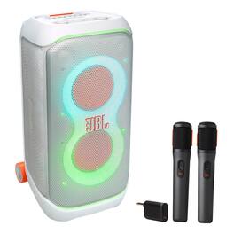 JBL - PartyBox Stage 320 Portable Party Speaker Bundle with Wireless Microphone System - White