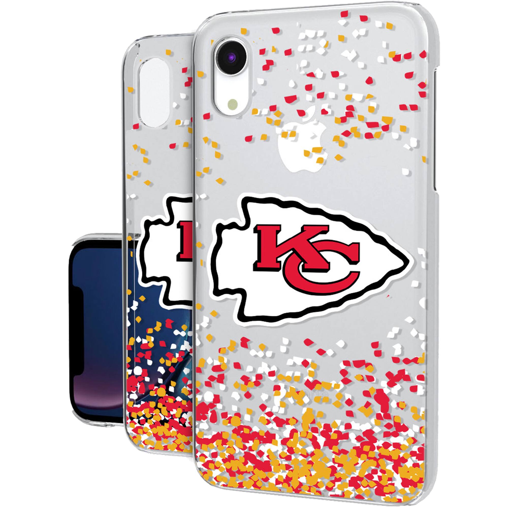 Front. Keyscaper - Kansas City Chiefs iPhone Clear Case with Confetti Design - 14 Pro Max - Multicolor.