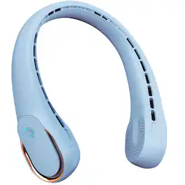 PRIMEPLUS - Neck Fan Portable 4000mAh 360° Dual Airflow No Tangle Fast Charge Long Runtime Gift for Men Women - Light BLue