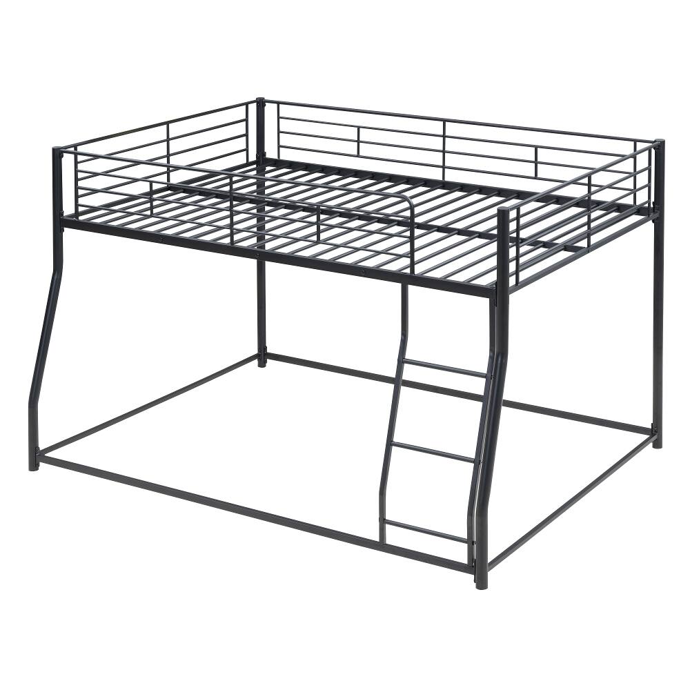 Alt View 3. Loheer - Loheer Full XL Over Queen Bunk Bed Black Metal Floor Bed Frame - Black.