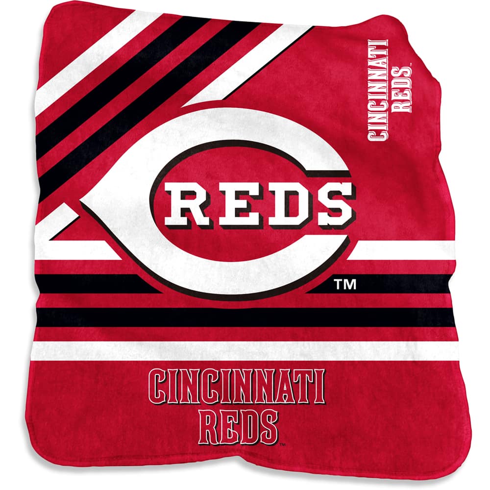 Logo Brands - Cincinnati Reds 50'' x 60'' Plush Raschel Throw Blanket - Multicolor