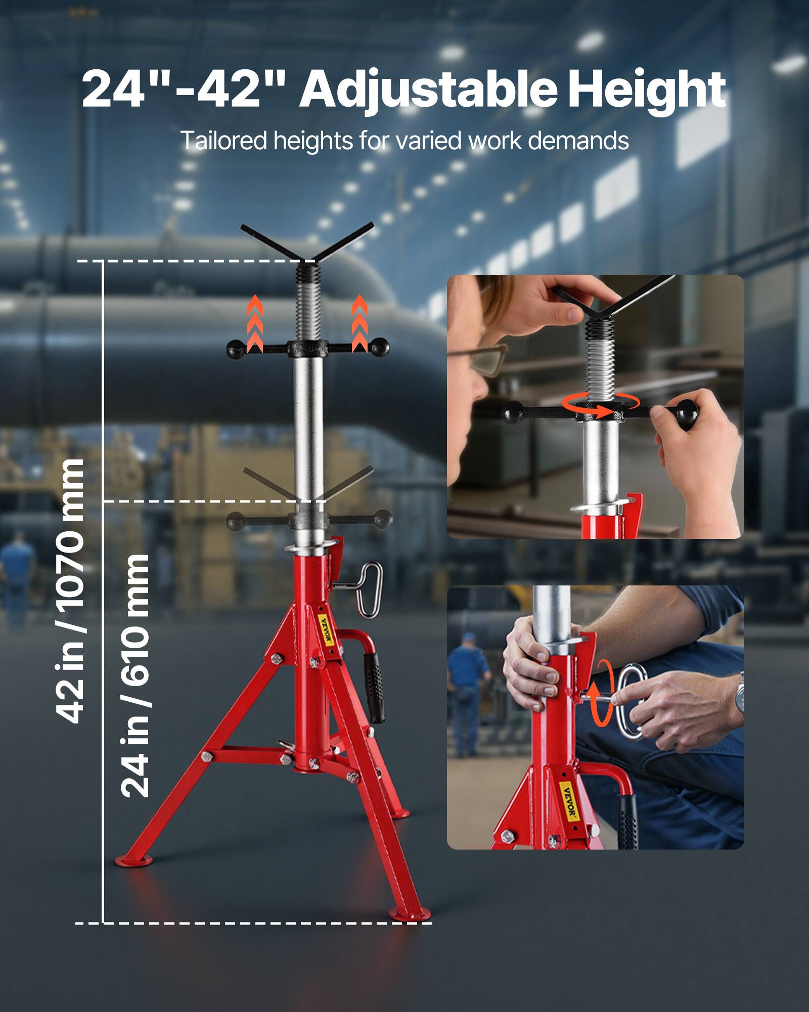24"-42" Adjustable Height  
Tailored heights for varied work demands  
42 in / 1070 mm  
24 in / 610 mm