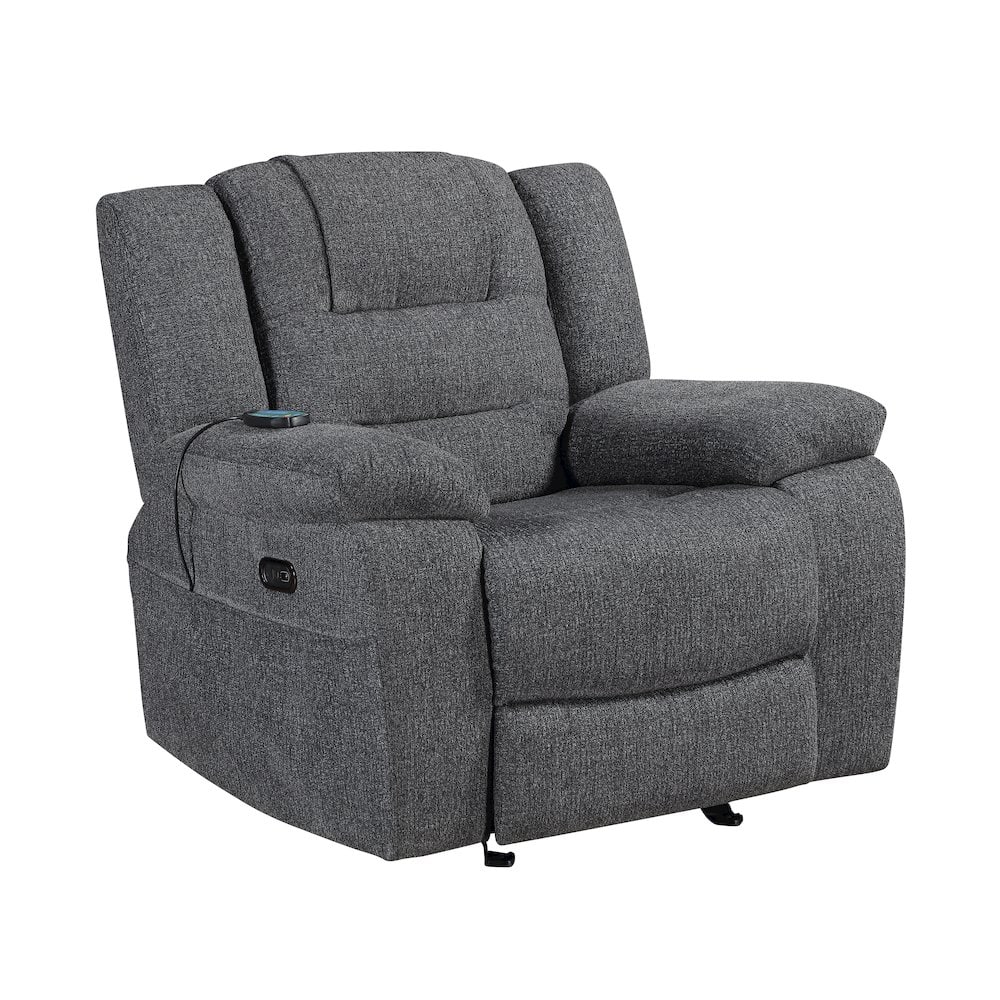New Classic Furniture - Redondo Chenille Glider Recliner with Power - Dark Gray