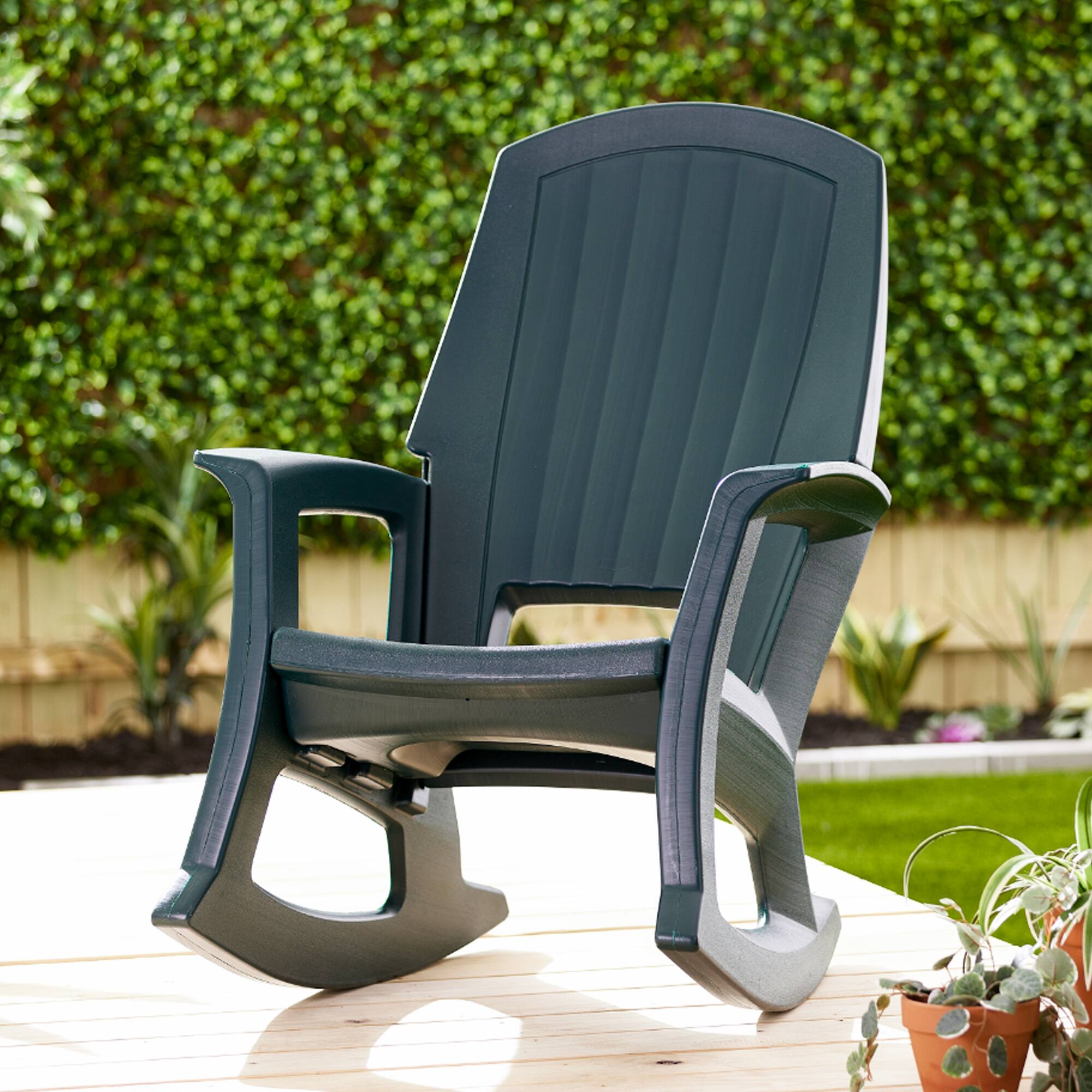 Alt View 4. Semco - Semco Plastics Rockaway Heavy Duty All-Weather Outdoor Rocking Chair, Green - Green.