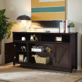 Kadyn - Entertainment Centers,TV Stands,59 Inch TV Stand Media Center Console Cabinet with Barn Door for TV's 65 Inch - Brown