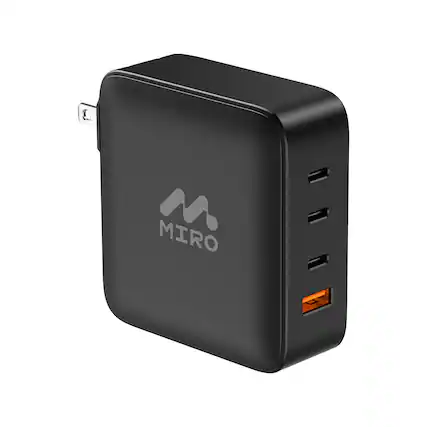 Front. Miro - D6 GaN PD3.1 3C1A 140W Fast Charging Wall Charger - Black.