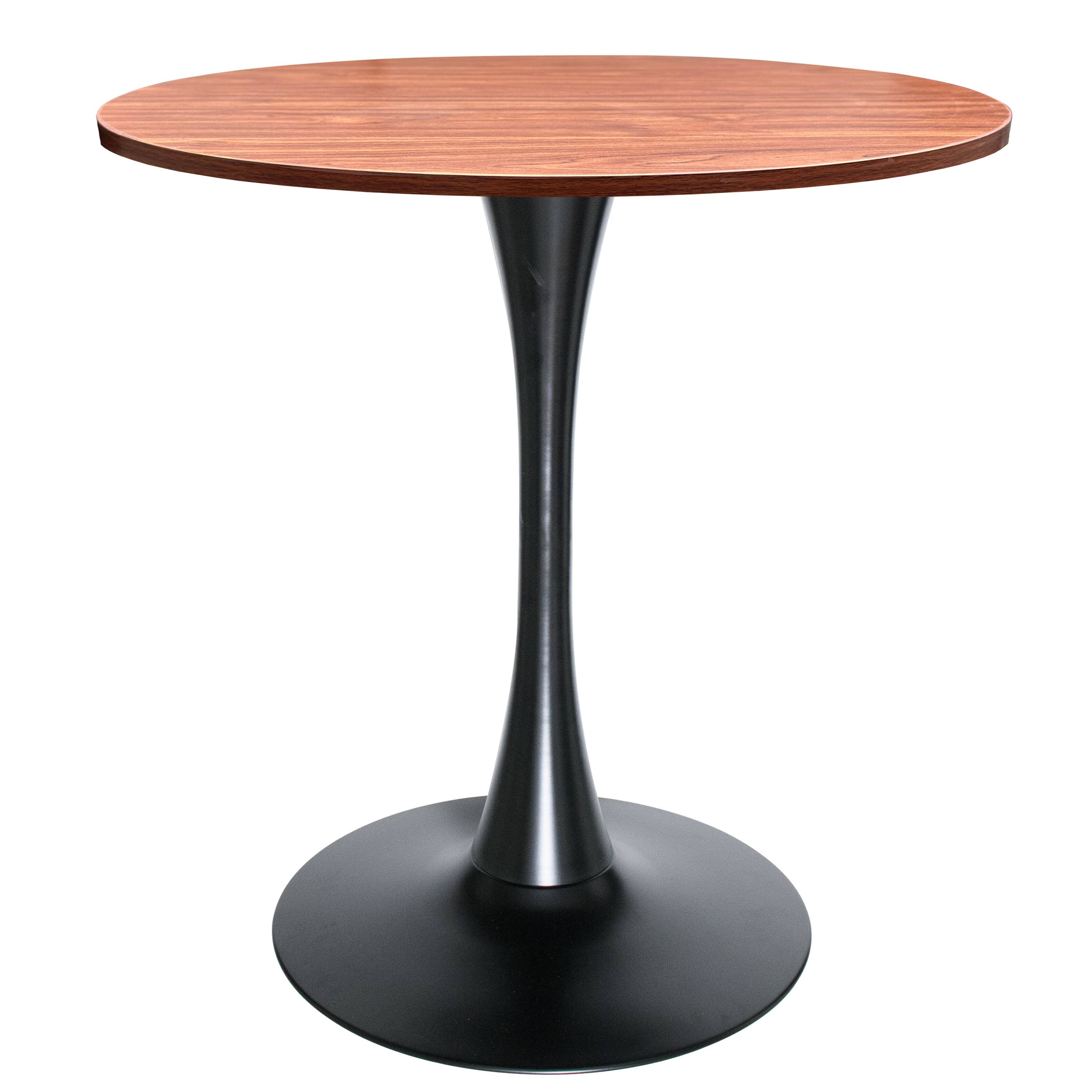 Alt View 2. LeisureMod - Bristol 27" Round MDF/Sintered Stone Dining Table - Modern Scratch-Resistant Pedestal Kitchen Table - MDF - Cognac Brown.