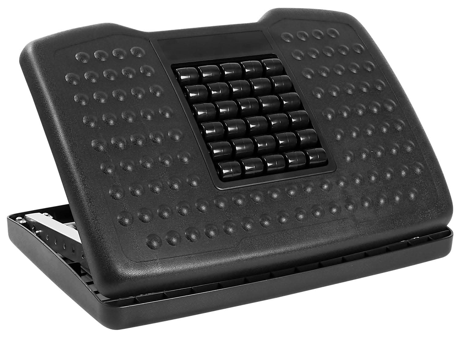 Back. Mount-It! - Under Desk Footrest with Adjustable Height, Tilt, and Massaging Rollers for Office and Home - Black.