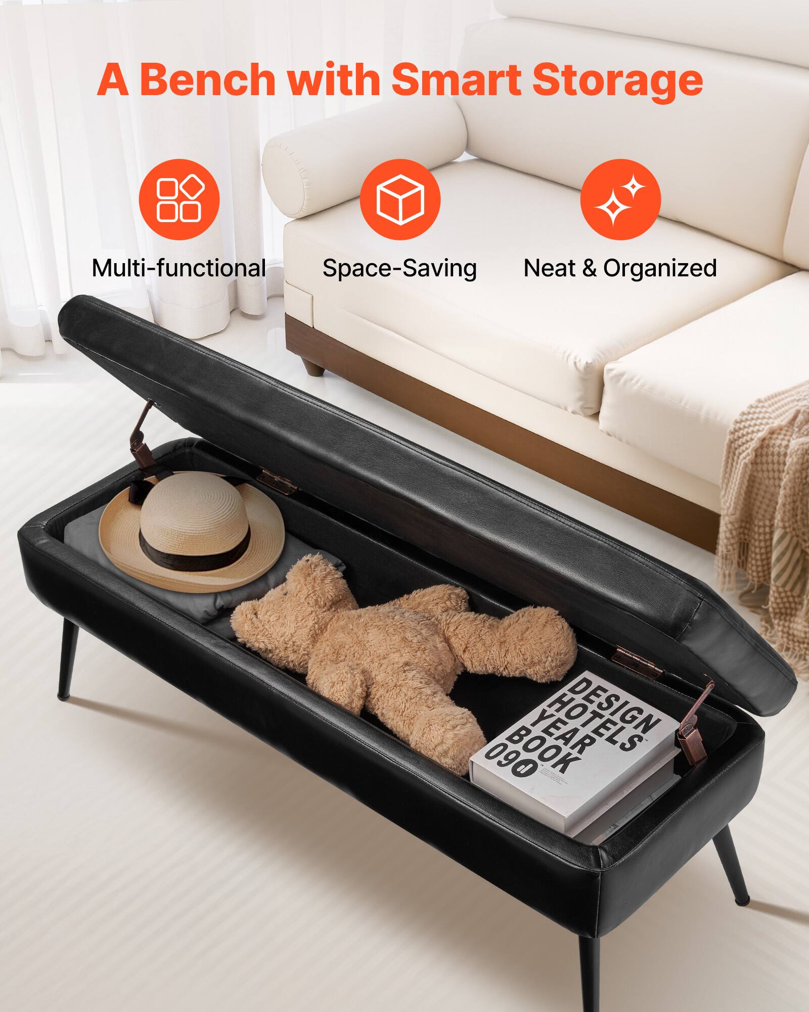 A Bench with Smart Storage

- Multi-functional
- Space-Saving
- Neat & Organized

DESIGN HOTELS YEAR BOOK 090