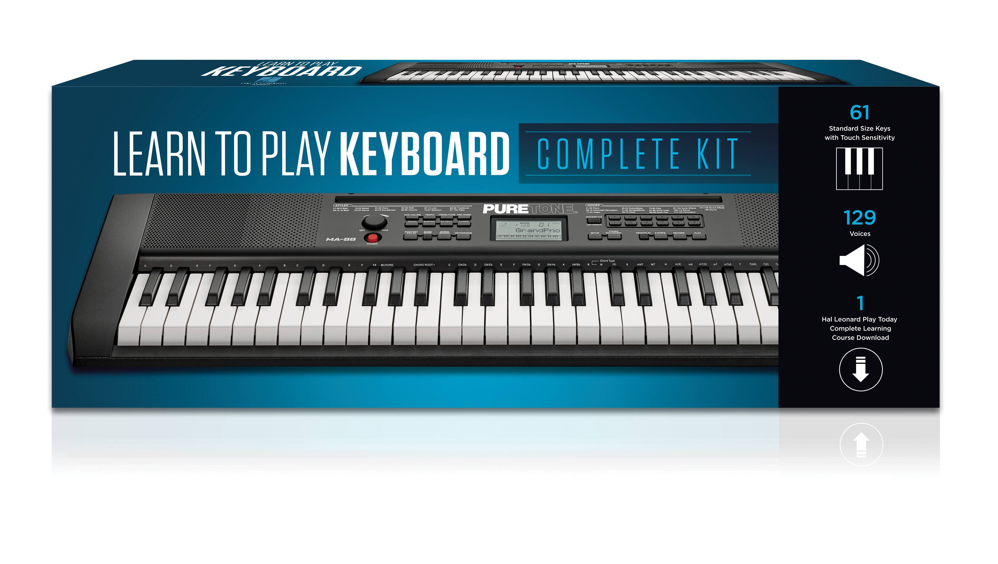 Hal Leonard - Portable Learn to Play Keyboard Kit with 61 Keys - Black
