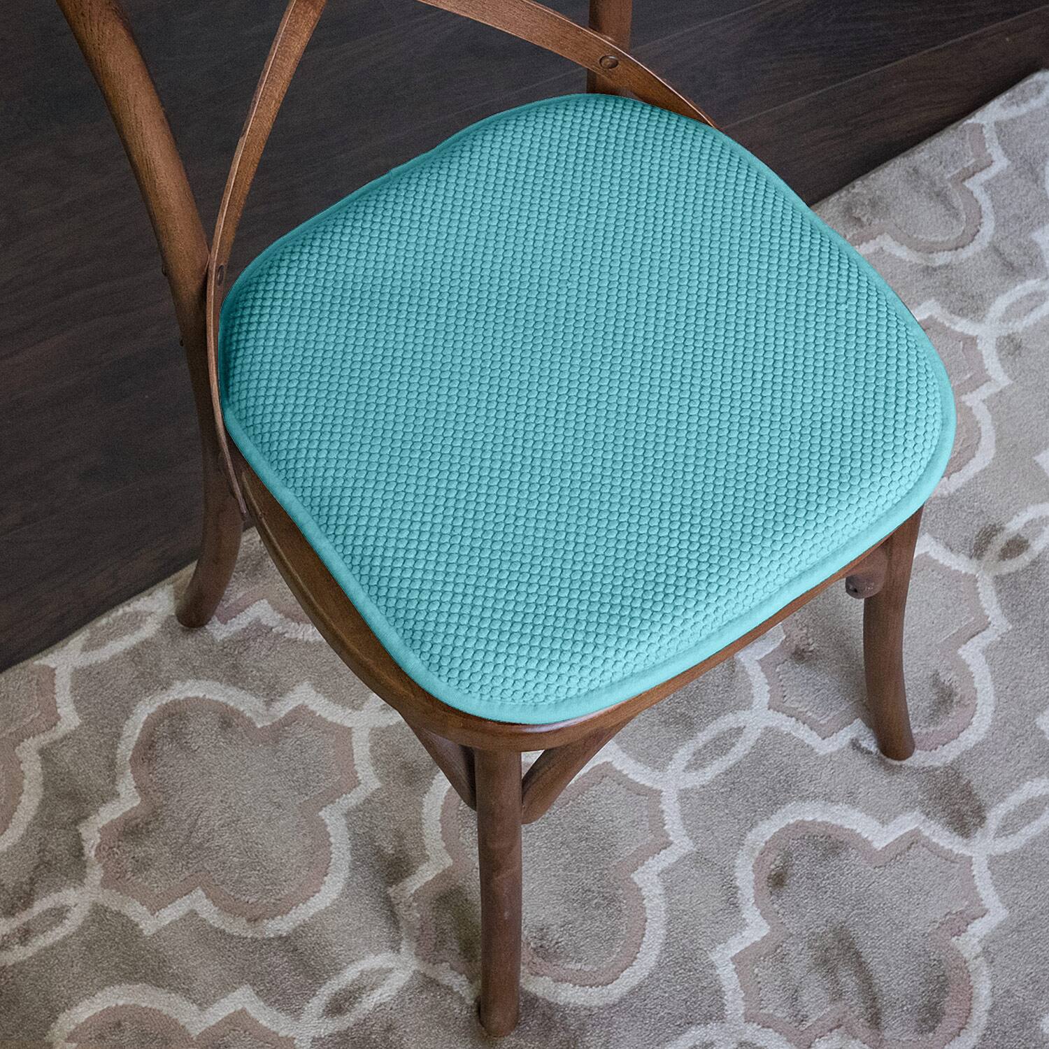 Left. Sweet Home Collection - Honeycomb Memory Foam No Slip Back 16" x 16" Chair Pad Cushion, 12-Pack - Teal.