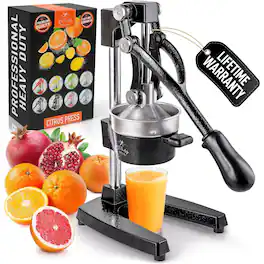 Zulay Kitchen - Cast-Iron Manual Citrus Press & Orange Squeezer Juicer - Black