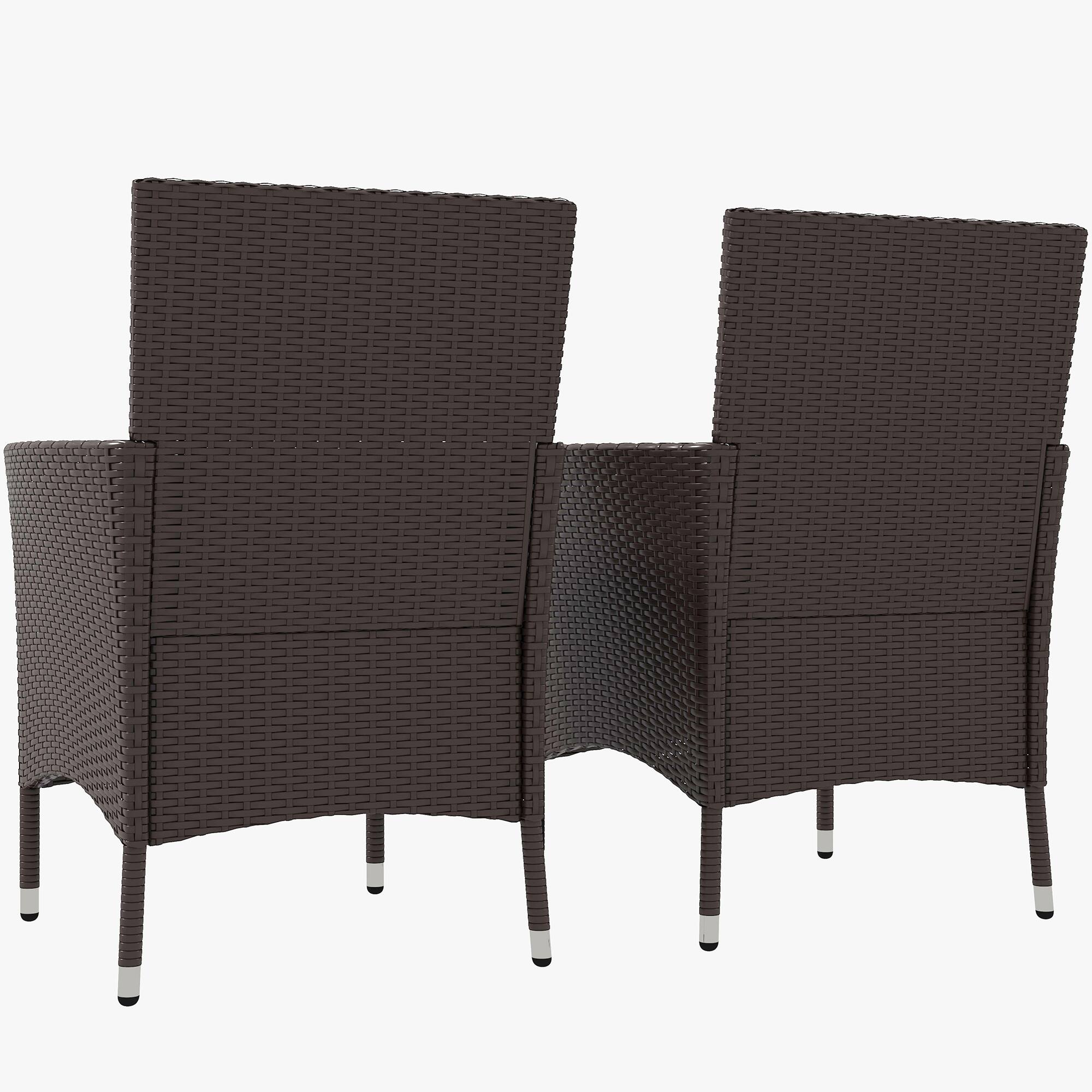 Alt View 8. Outsunny - 2 PCS Rattan Wicker Dining Chairs with Cushions and Anti-Slip Foot, Patio Stackable Chairs Set for Backyard, Garden - Black.