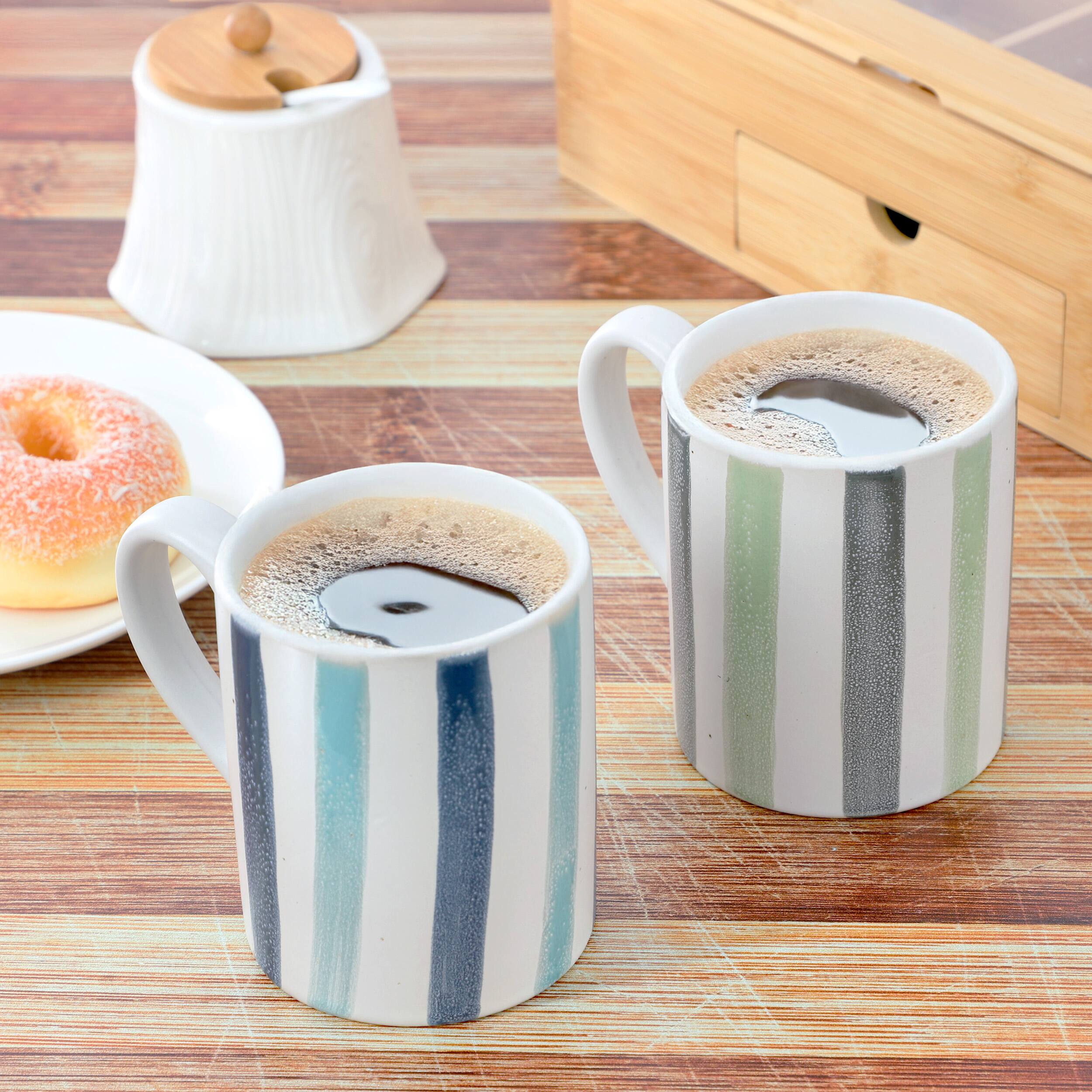 Alt View 1. Gibson - Gibson Home Atlantic Waves 4 Piece 17 Ounce Handpainted Stoneware Mug Set - Assorted Colors.