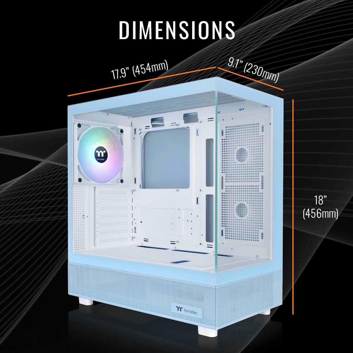 DIMENSIONS: 17.9" (230mm) 18" (456mm) 9.1" (230mm)