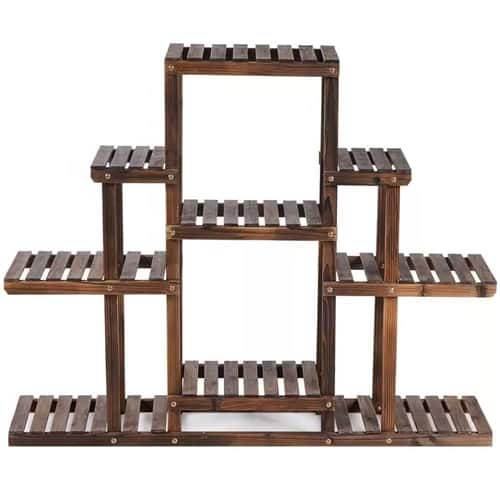 SlickBlue - Farmhouse Style 6-Tier Wooden Bookcase and Plant Display Shelf