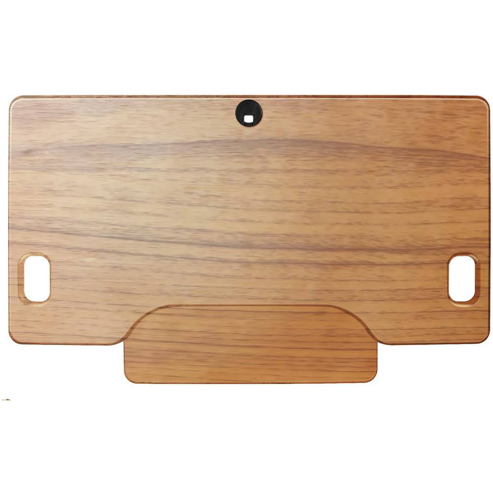 Angle. Rocelco - DADRT- 46 Sit Stand Desk Riser - Desktop - Teak - Brown.