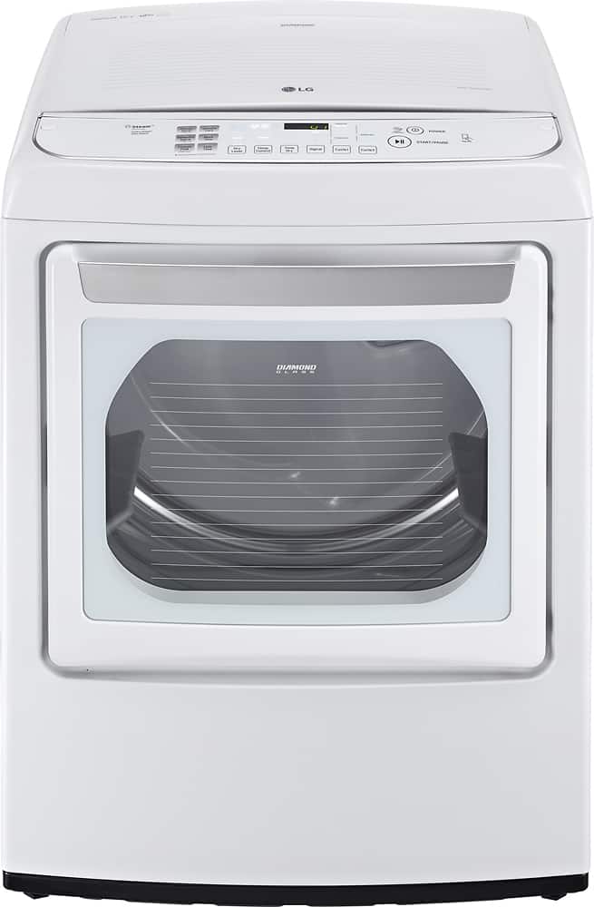 Front. LG - EasyLoad 7.3 Cu. Ft. 12-Cycle Steam Smart Gas Dryer - White.