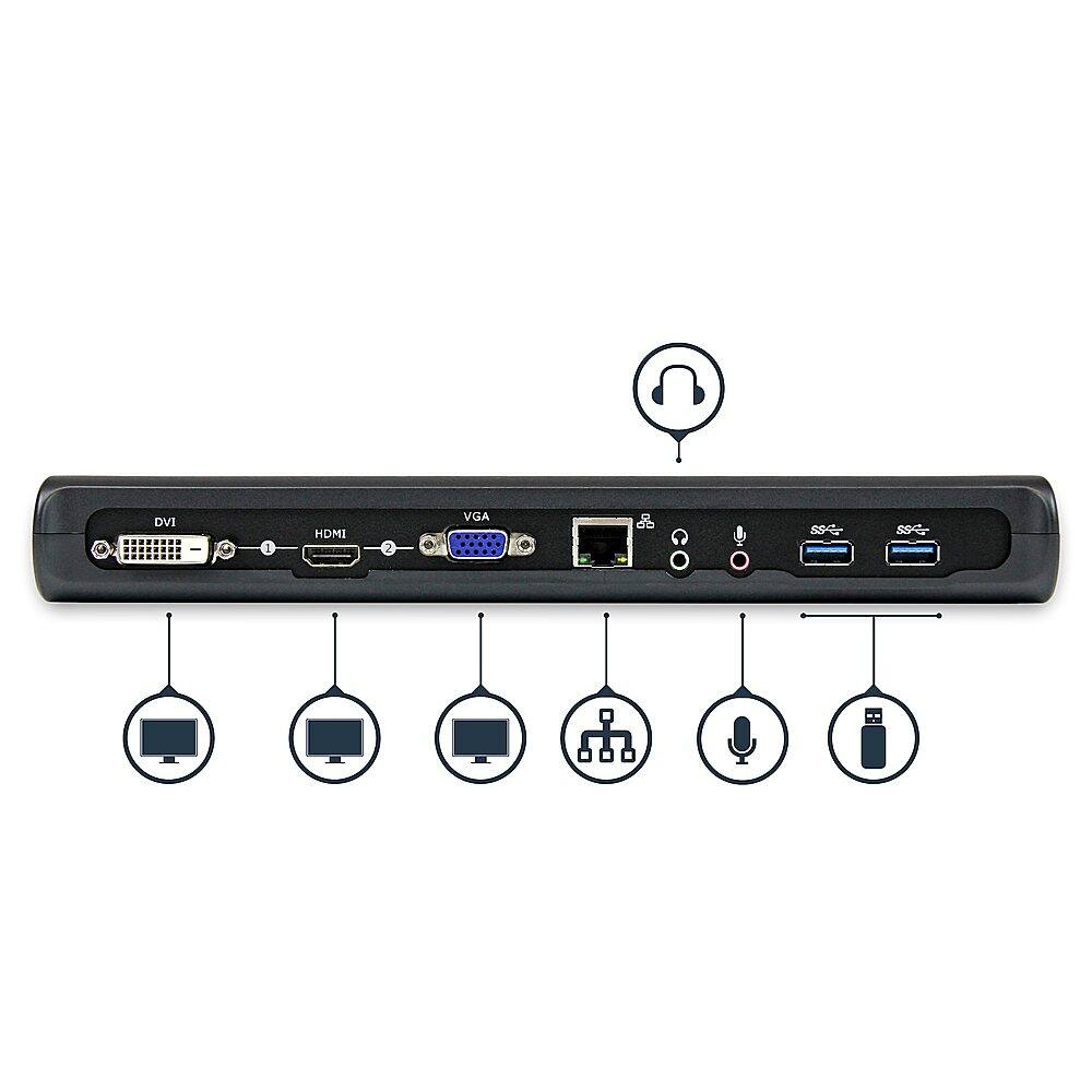 Alt View 15. StarTech.com - HDMI, DVI/VGA, USB 3.0 Docking Station - Black.