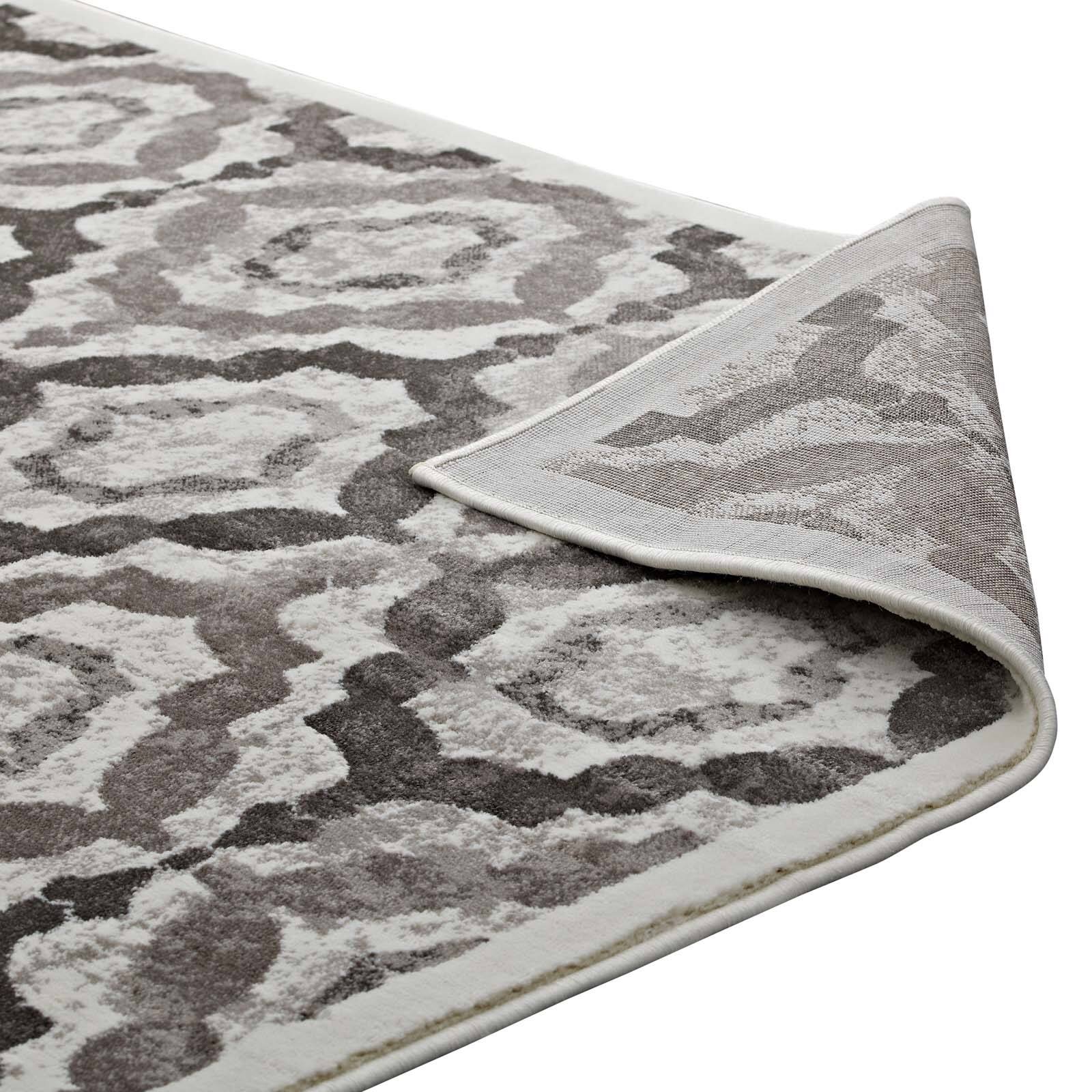 Alt View 3. Modway - Kalinda Rustic Vintage Moroccan Trellis Area Rug - Brown Beige and Ivory.