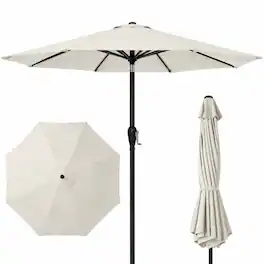 Best Choice Products - Newport Outdoor 9ft Commercial Grade Patio Umbrella, 5-Year No Fade, Rustproof Aluminum Frame, Tilt & Crank - Ivory