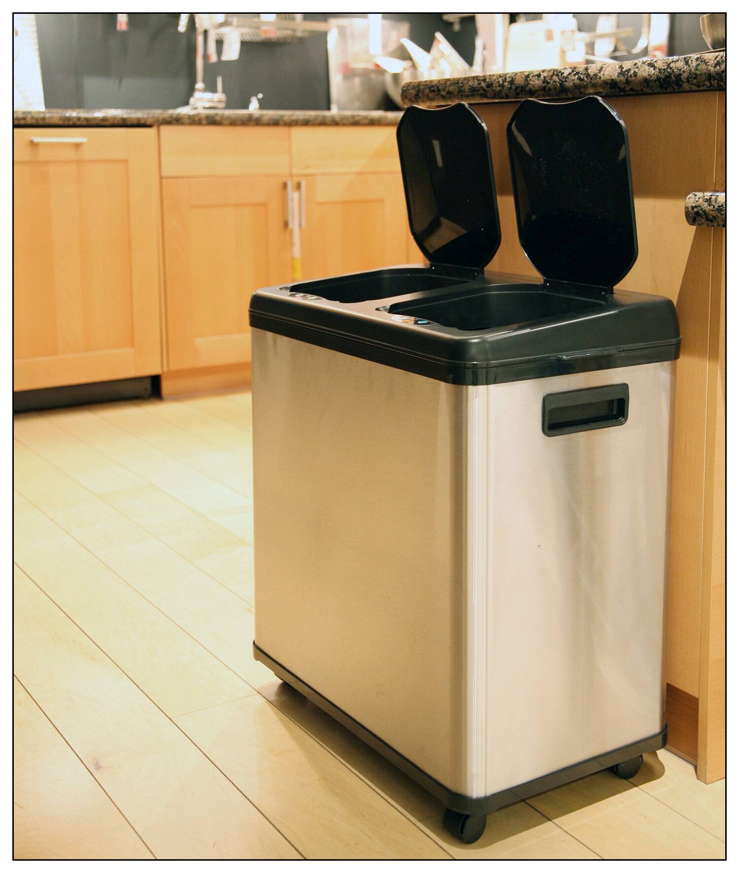 Alt View 11. iTouchless - 16-Gallon Dual-Compartment Trash and Recycling Can - Multi.