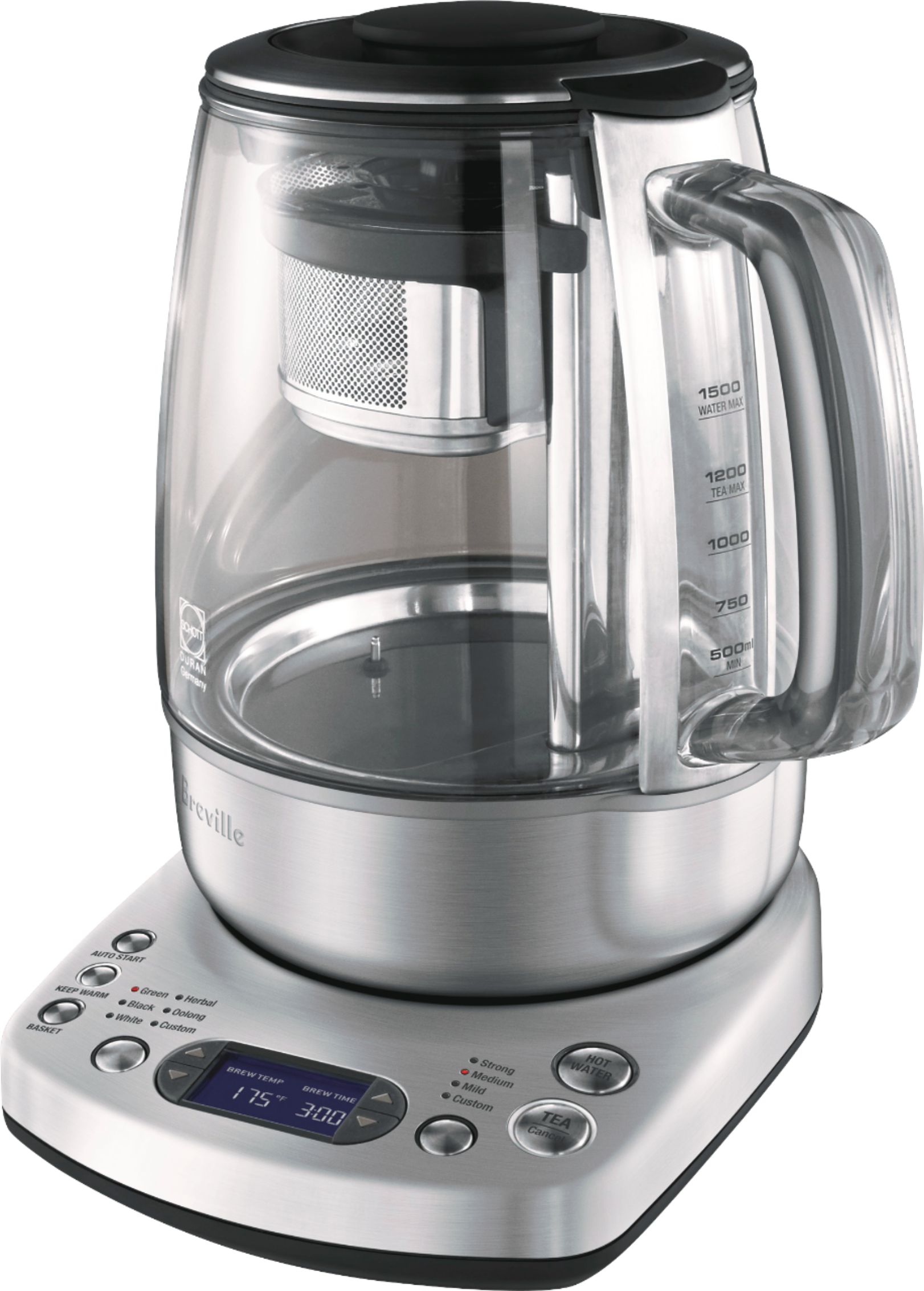 Left View: Breville - the Temp Select Kettle - Brushed Stainless Steel