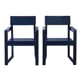 WestinTrends - Paloma Modern HDPE Outdoor Patio Dining Arm Chairs (Set of 2) - Navy Blue