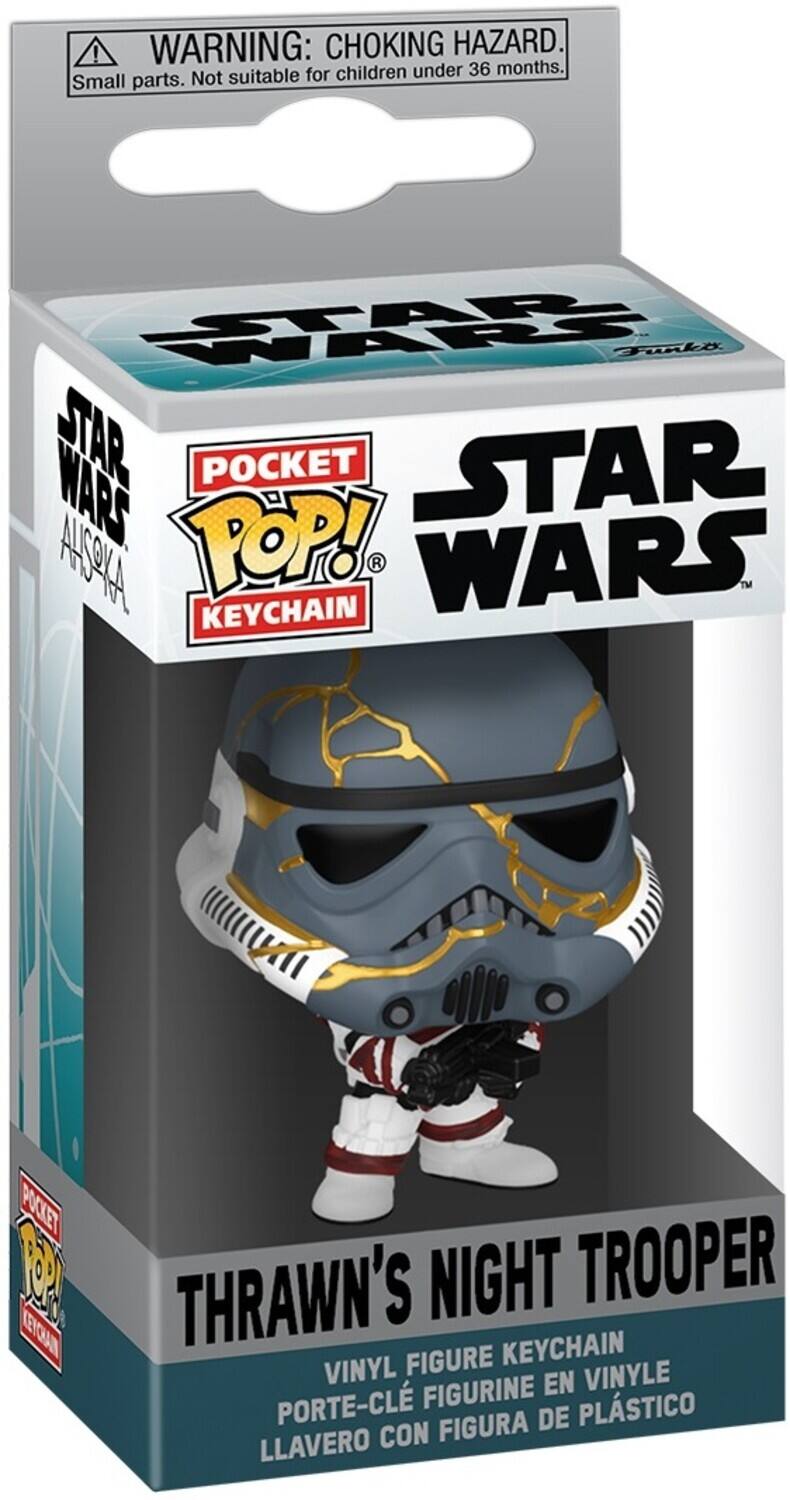 WARNING: CHOKING HAZARD. Small parts. Not suitable for children under 36 months. STAR WARS POCKET POP! STAR WARS TM KEYCHAIN THRAWN'S NIGHT TROOPER VINYL FIGURE KEYCHAIN PORTE-CLÉ FIGURINE EN VINYLE LLAVERO CON FIGURA DE PLÁSTICO