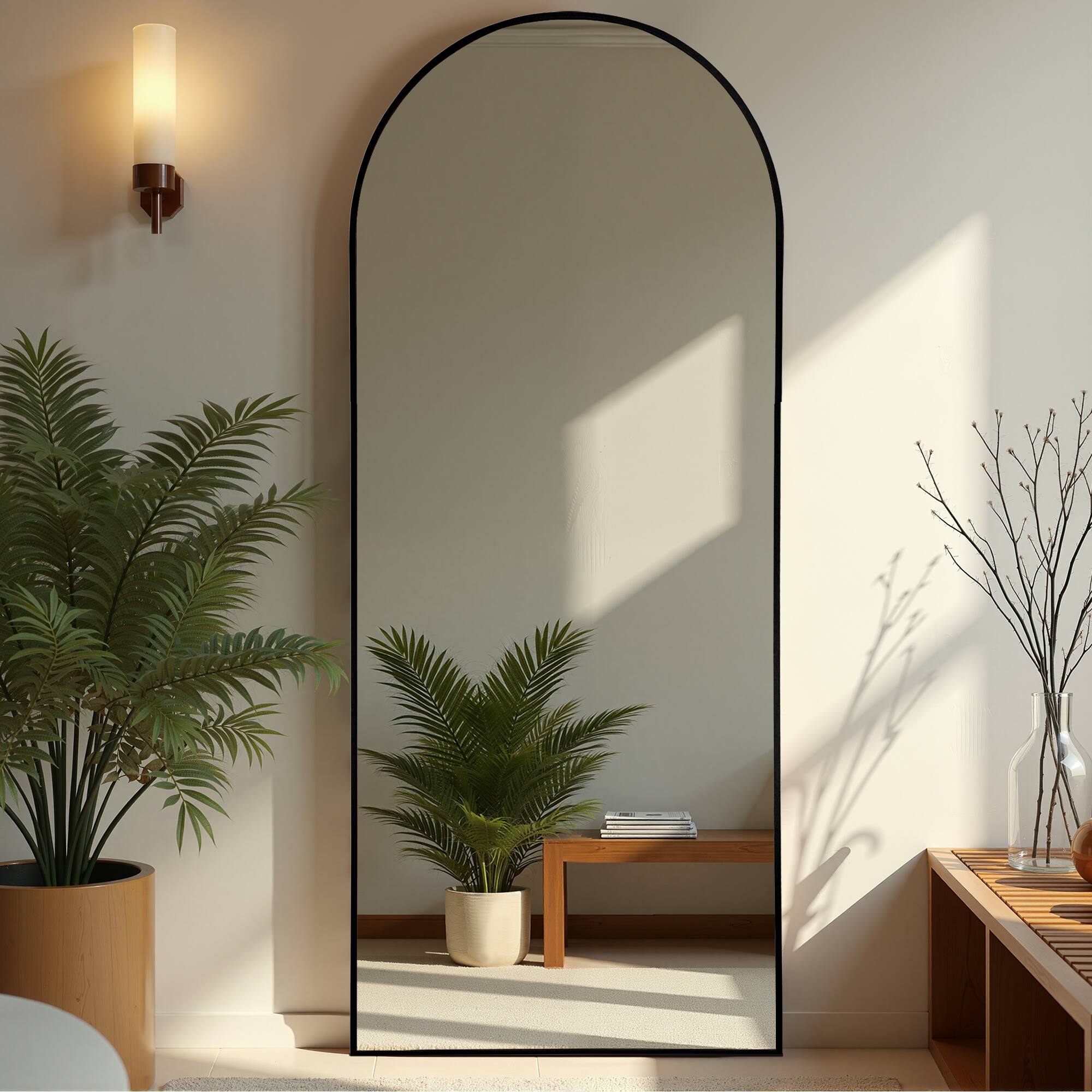 Left. Lirago - 71 In. Full Length Mirror Large Black Floor Mirror Wall Mirror - Black.