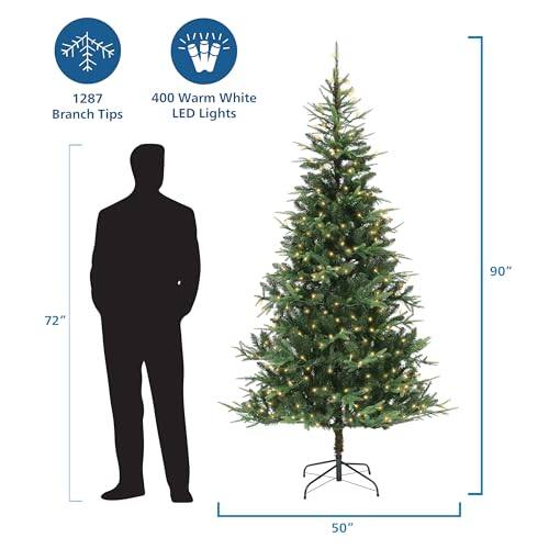 1287 Branch Tips  
400 Warm White LED Lights  
90"  
72"  
50"