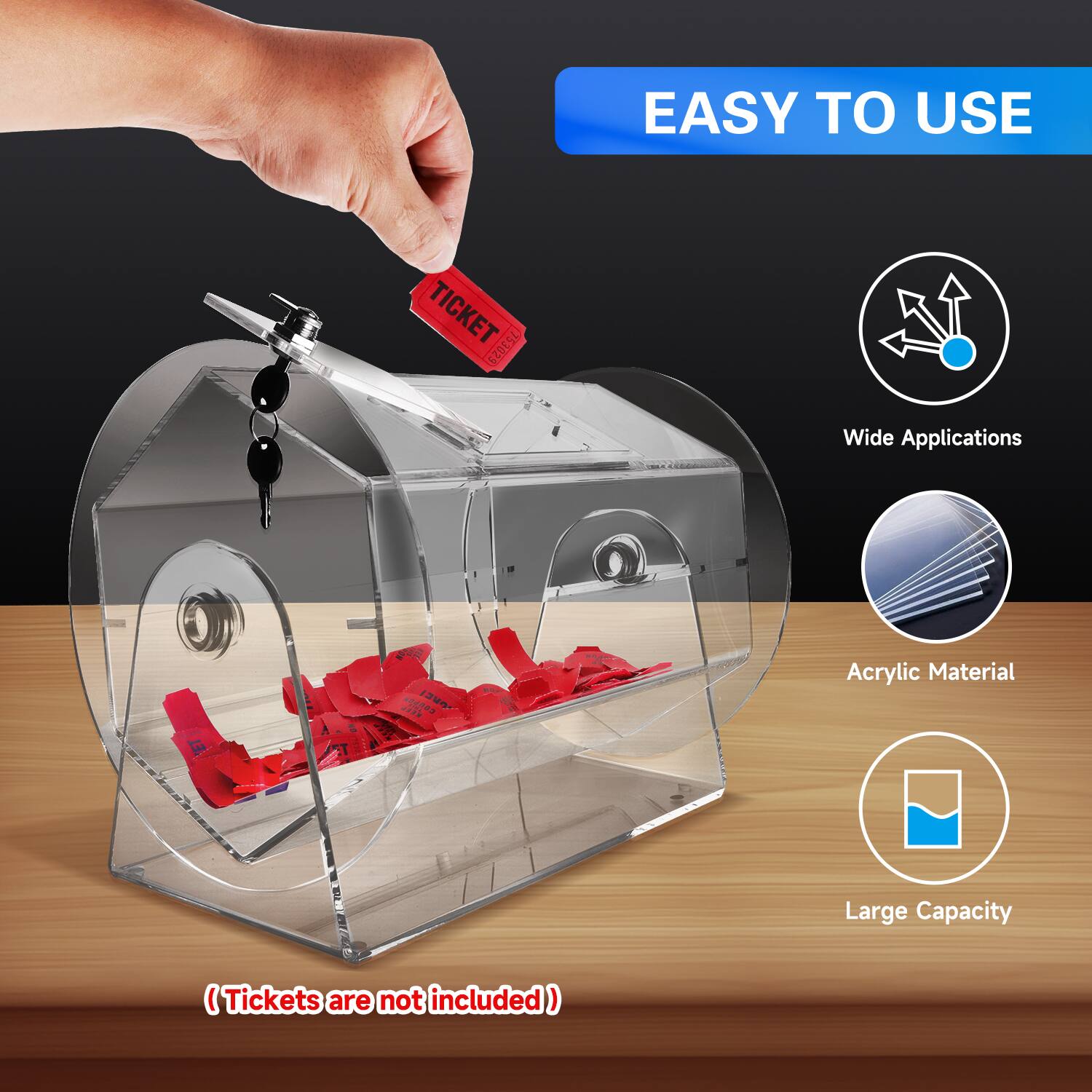 EASY TO USE, Wide Applications, Acrylic Material, Large Capacity, (Tickets are not included)